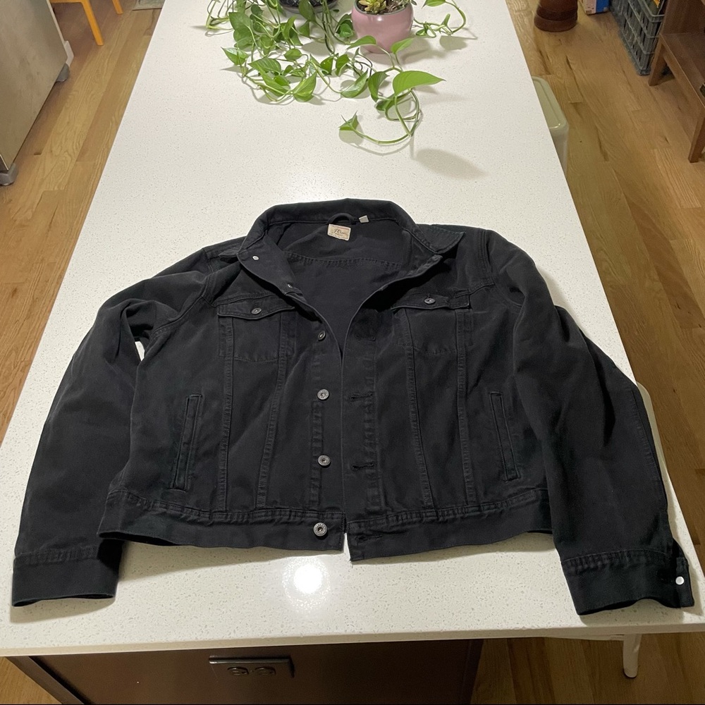 J Crew Trademark Black Jean Jacket - XL